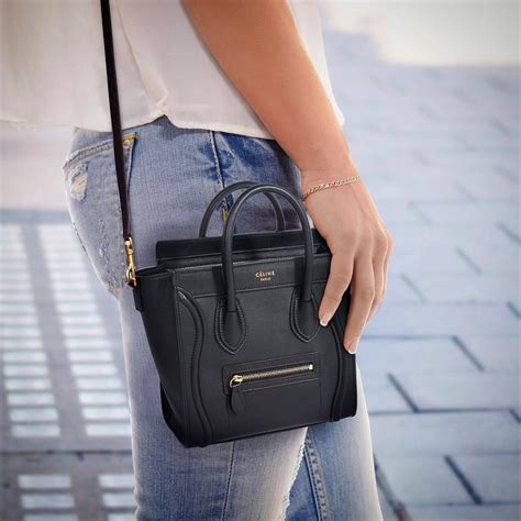 celine black calfskin nano luggage tote bag|celeine nano luggage tote.